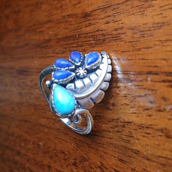 SJ 925 TURQUOISE size 9 Filagree Ring - Picture 1 of 8